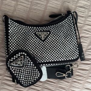 DESIGNER INSPIRED Black and Silver Crystal Bag Set